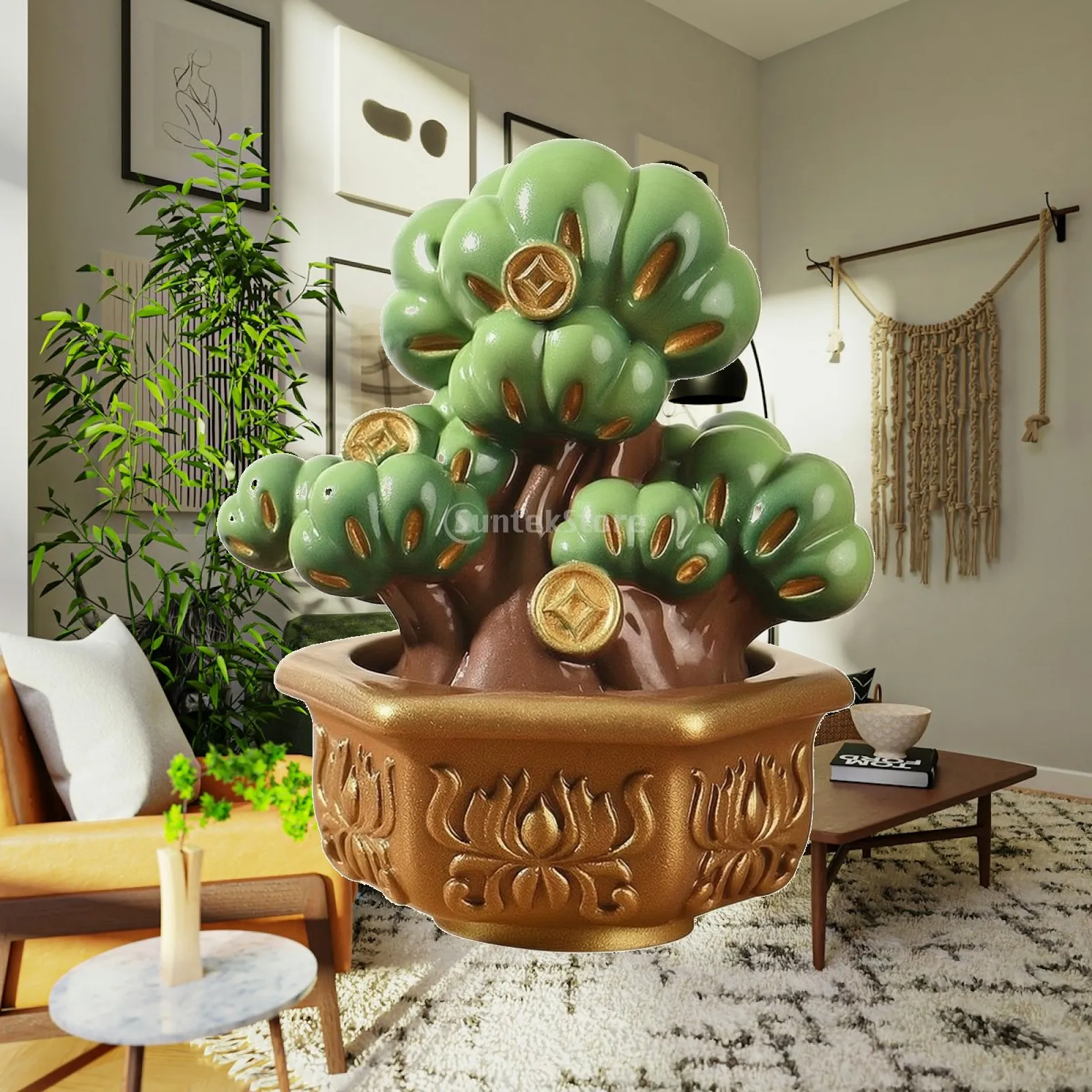 Charming Spinning Resin Tabletop Ornament Embossed Planter for Living Room Shelf Home Accent