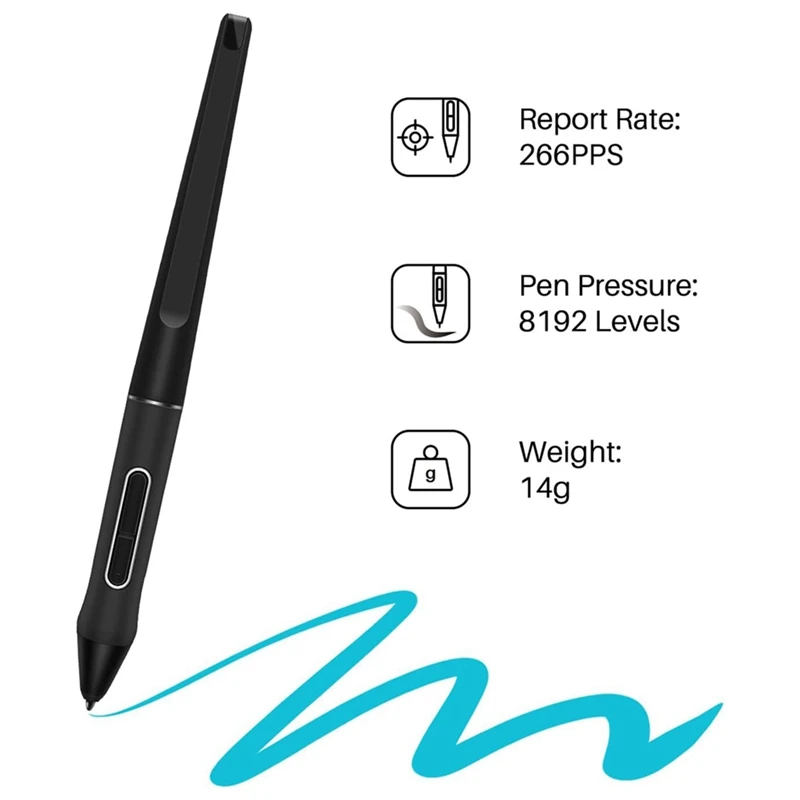 PW517 Digital Stylus Pen + 10-Pack Replacement Pen Nibs For Huion Kamvas 13, Kamvas Pro 24, Kamvas 22 Plus Battery-Free