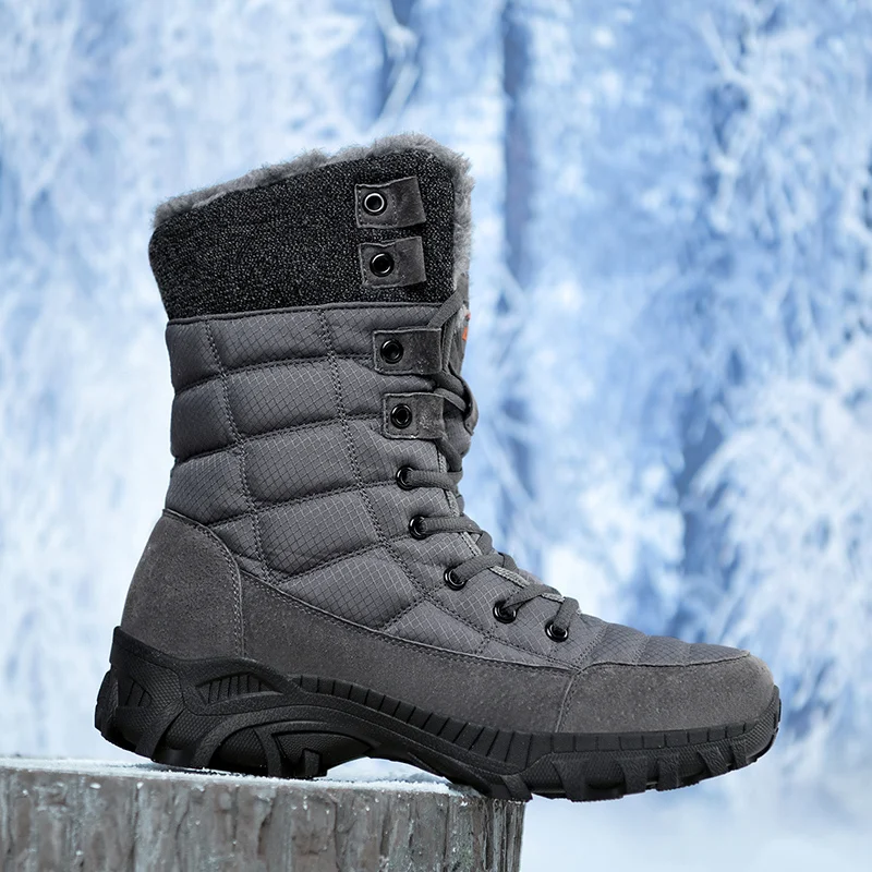 Men Winter Snow Boots Super Warm Men Hiking Boots High Quality Waterproof Leather High Top Big Size Men\'s Boots Outdoor Sneakers