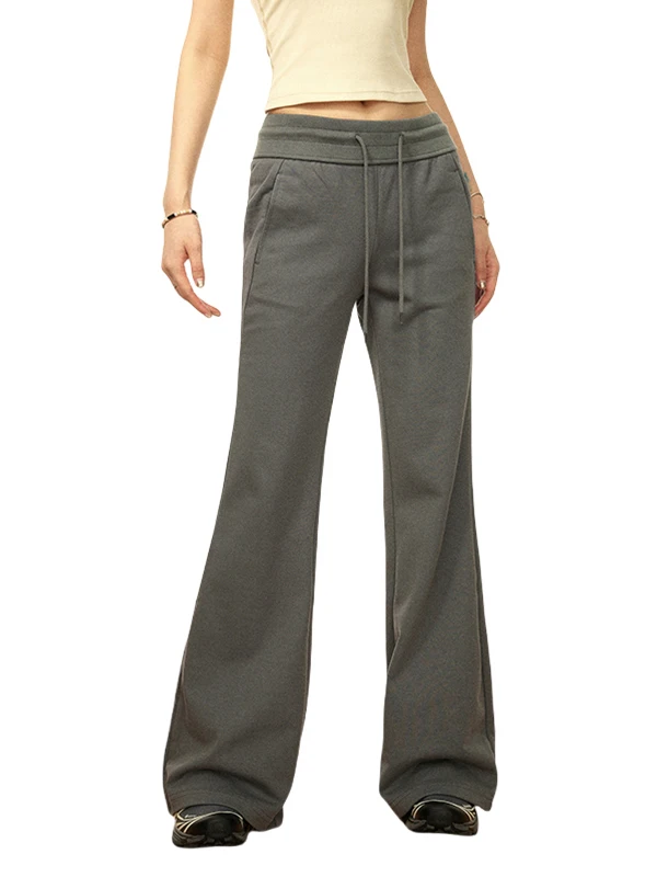 

Sakura Goose Casual Pants Low Waist Wide Leg Yoga Sle Women's Autumn Faionable Loose Fit Cotton Trousers for All Seasons