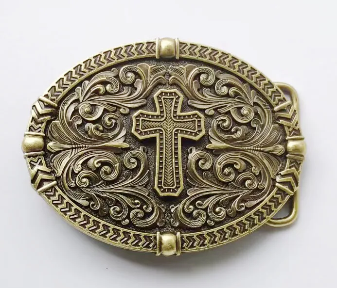 Cross Bronze Color Belt Buckles For Man Unisex Western Fashion Buckle Cowboys Cowgirls Paracord Buckle Luxury For 4CM Width Belt