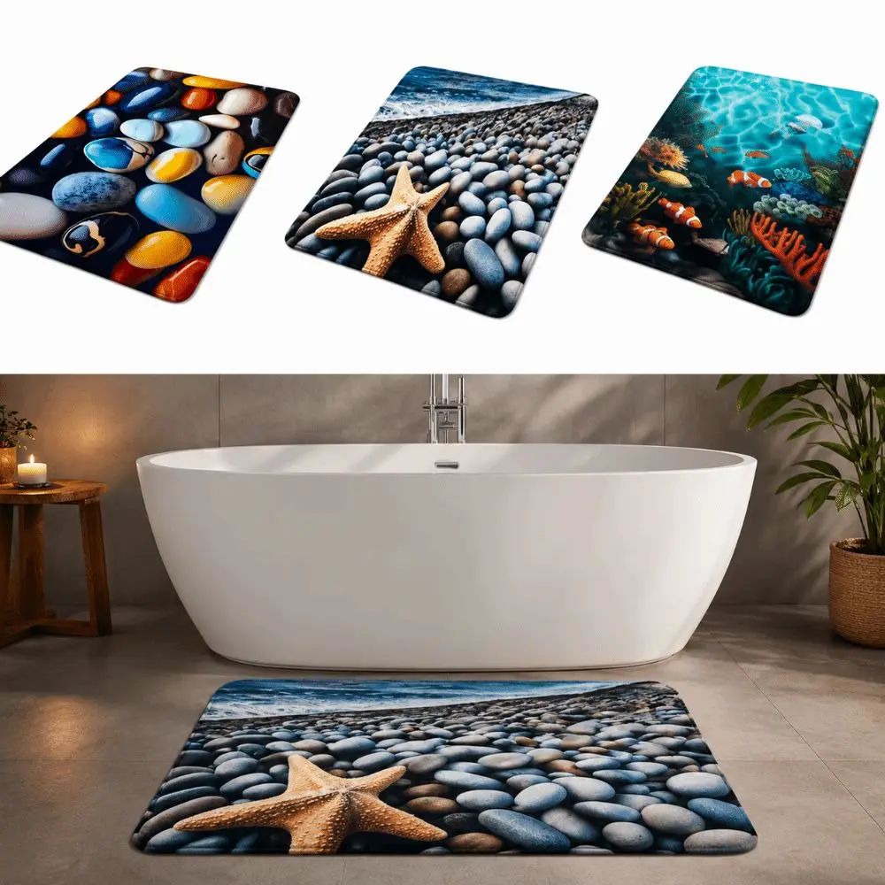 Elegant Non Slip Bath Mat Quick Dry Low Profile Bathroom Mat Rounded Corners Washable Bathroom Floor Rug Bathtub Area