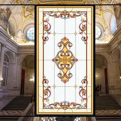Privacy Window Film Church European Style Frosted Sun Blocking Glass Window Stickers No Glue Static Clings for Glass Door Flim