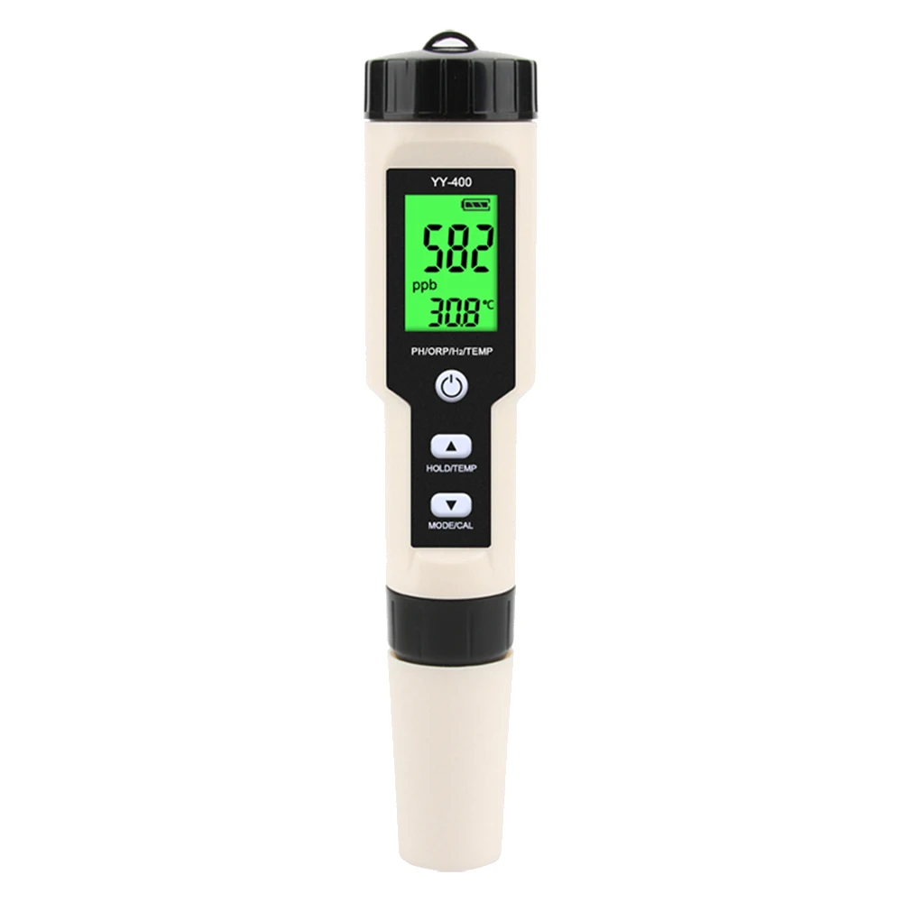 A39U 4 in 1 YY-400 PH/ORP/H2&TEM Meter Digital Hydrogen Ion Concentration Tester for Aquarium, Swimming Pool, Backlight