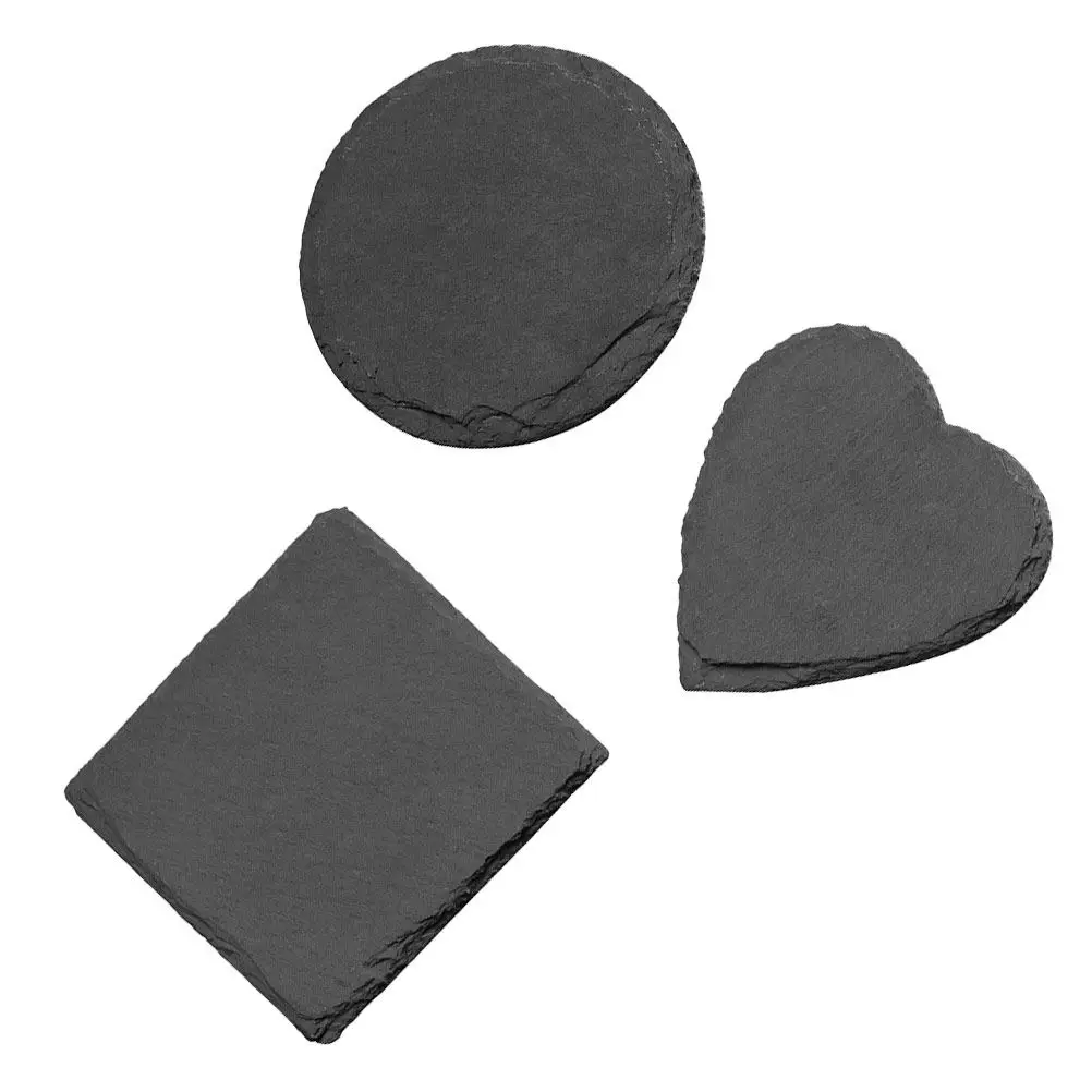 

3Pcs Natural Rock Stone Coasters Cup Mats Heat Resistant Non-Slip Pads for Home Office Party Retro Style