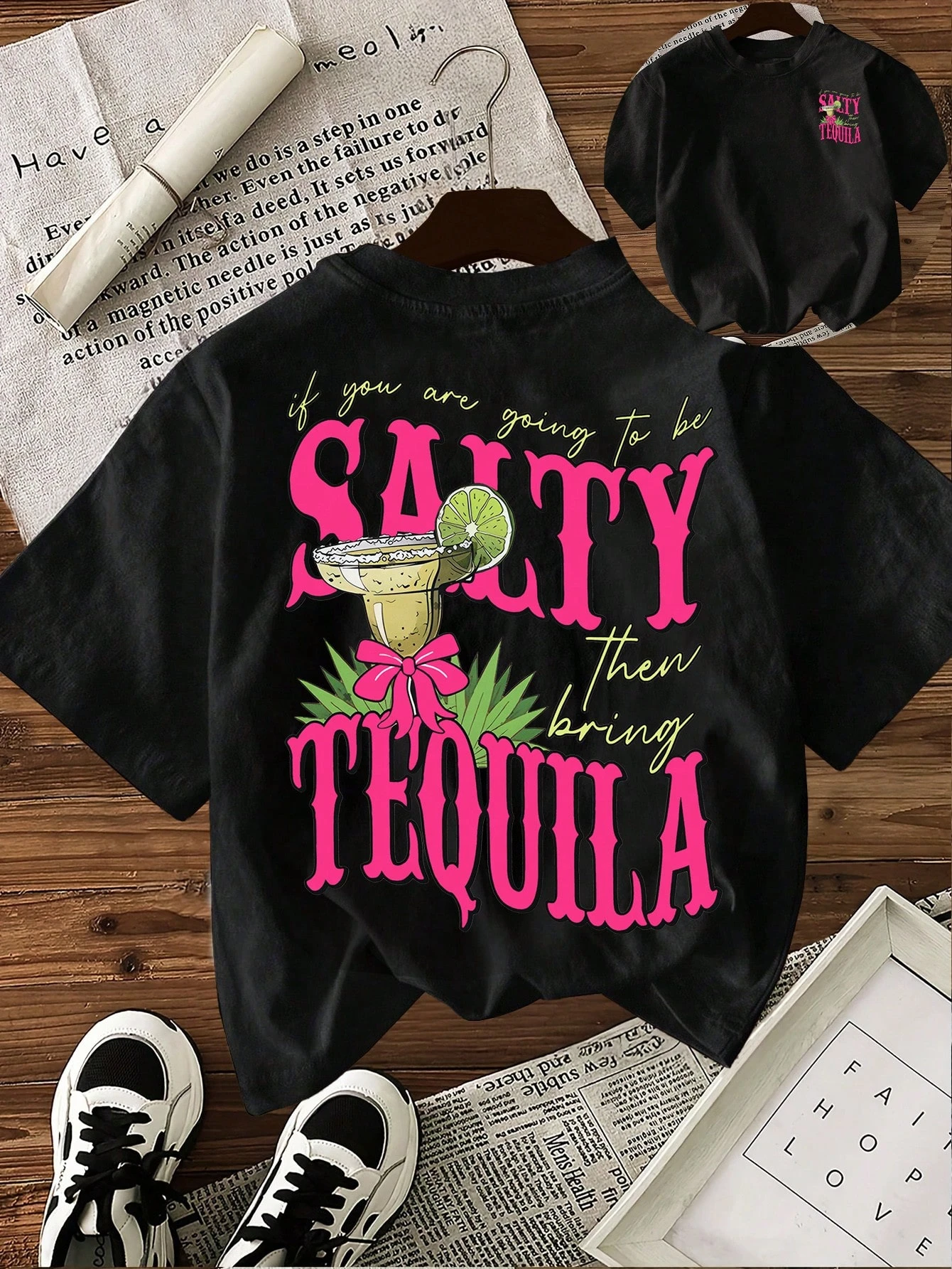 

Salty Tequila Printing T-Shirt Women Cotton Summer Tops Comfortable Soft O-Neck Oversized Short Sleeve Casual Womans Clothes