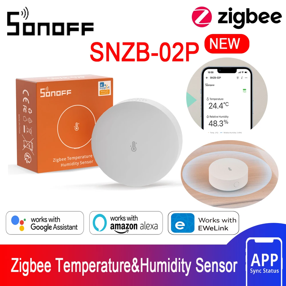 Sonoff SNZB-02P Zigbee-Temperatuurvochtigheidssensor Smart Home Werkt Met Sonoff Ihost, Nspanel Pro, Zb Bridge Pro, Zbdongle-E