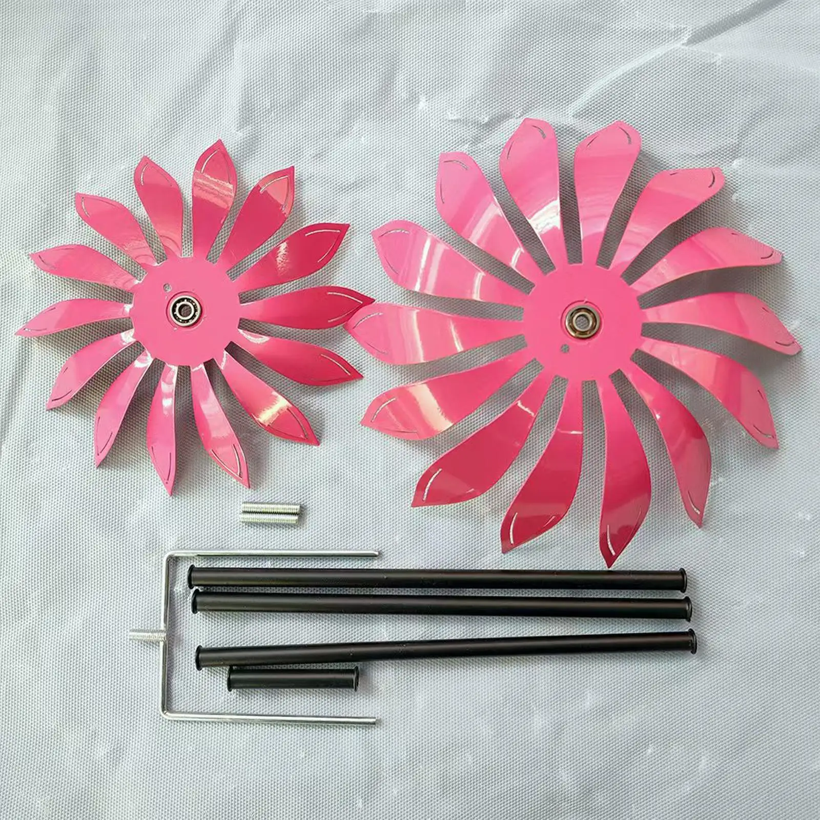 White Fairy Flower Wind Sculpture Wind Spinner Stake Windmill Simple Assembly Decorative Versatile Landscape Yard Ornament
