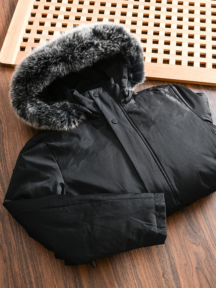 

Men's Fleece Lined Mid-Length Parka Coat Detachable Fur Warmth Standard Fit Casual Wear Zipper Closure Fashion Urban S...