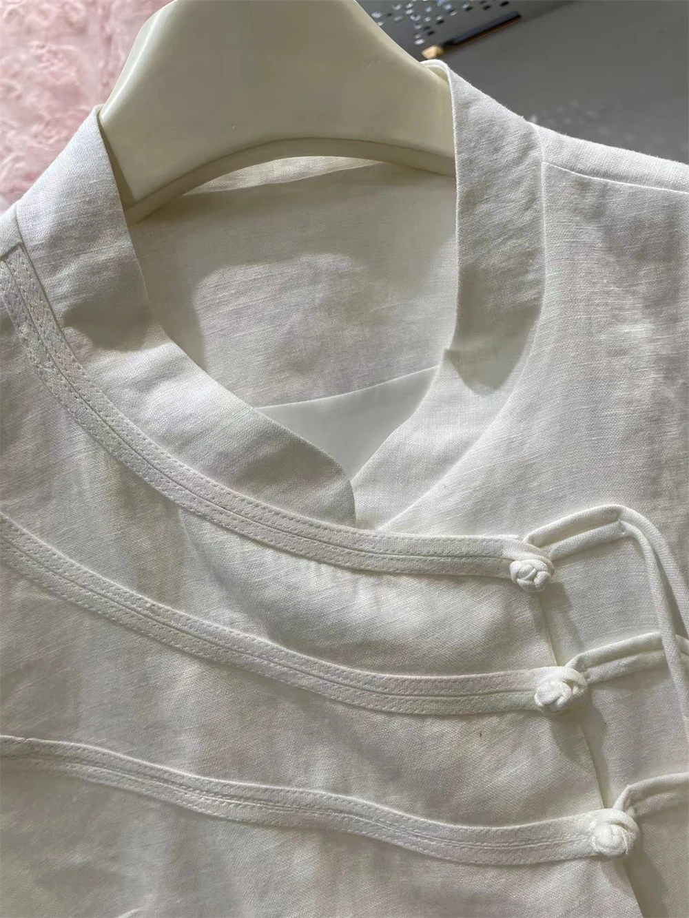 Nouveau gilet chinois à boutons lourdement orné, haut ample et élégant pour femmes, design estival, taille petite