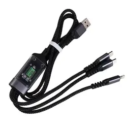 100W 5A 3 in 1 Fast Charging Cable Multiple Interfaces Data Cable 3 in 1 Charger Cable USB Type-C Phone Fast Charger Cord