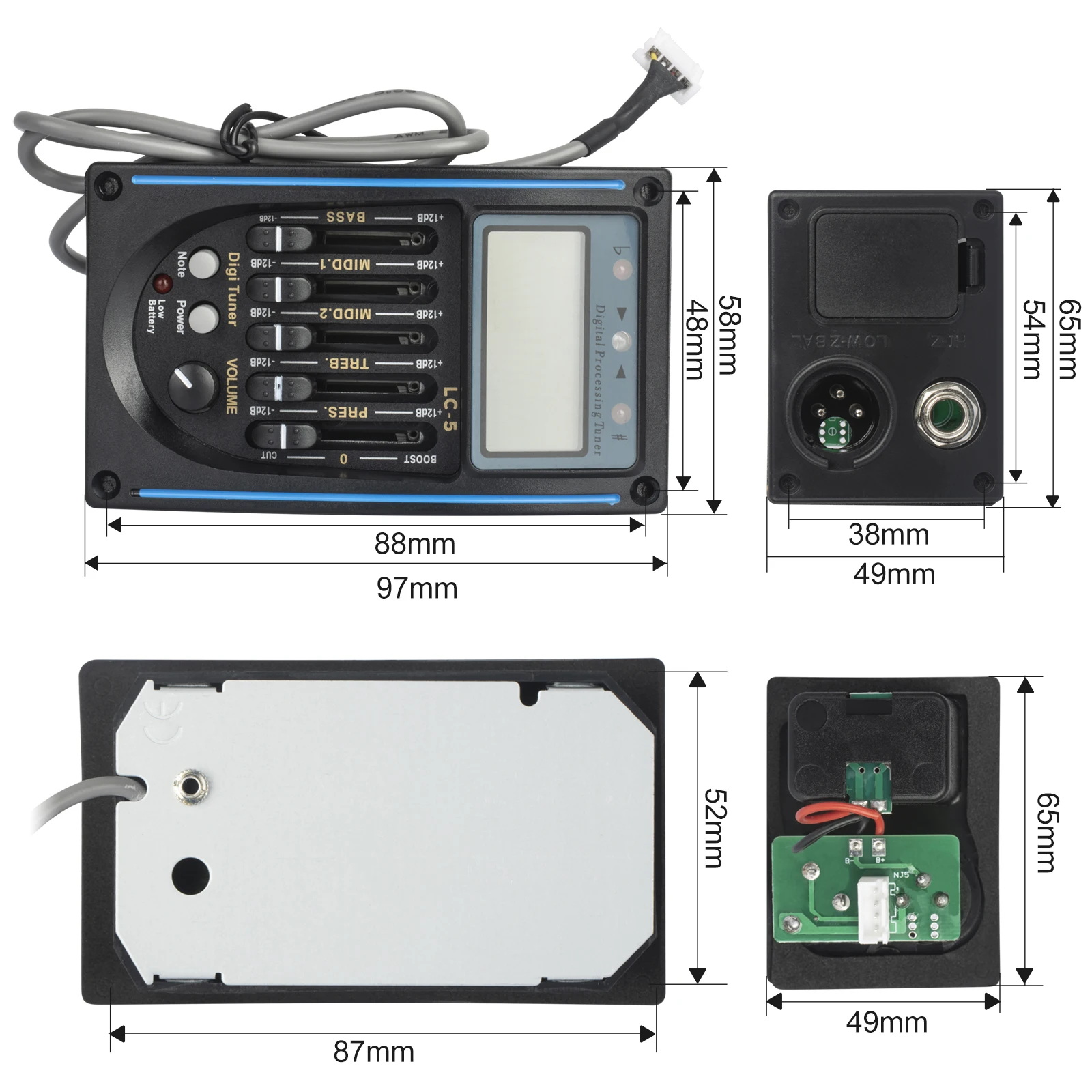 LC-5 5 Bands Acoustic Guitar Pickup EQ Preamp LCD Tuner Piezo Pickup Equalizer System for Acoustic Guitarra