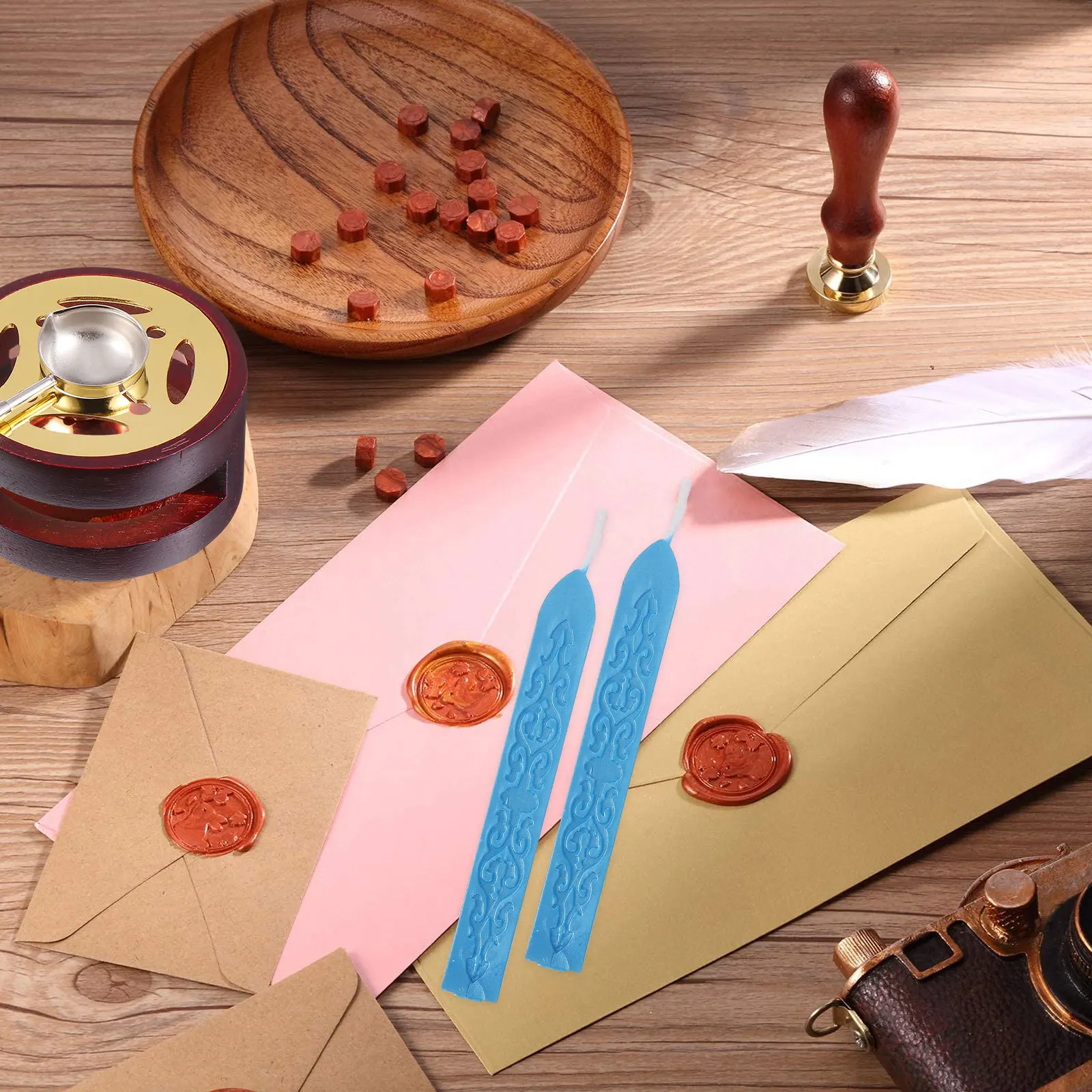 5 Buah Stik Lilin Retro Pengerjaan Luar Biasa Desain Presisi Warna untuk Segel Surat Pos Manuskrip Stik Lilin Segel