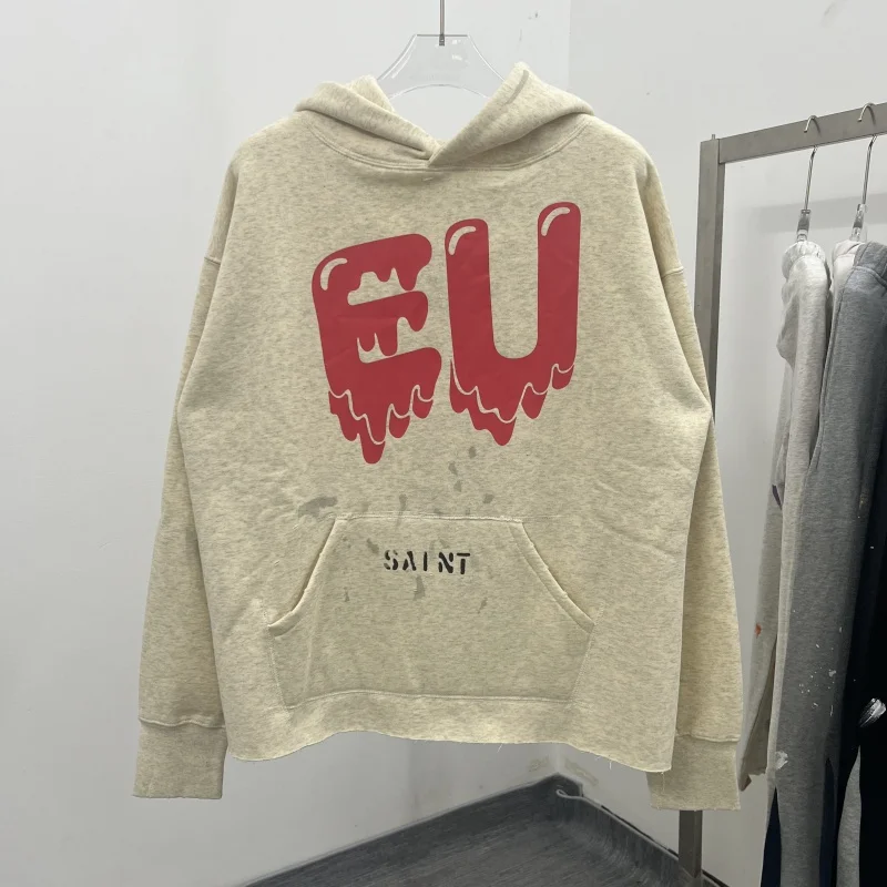 

ex Vintage fiti Heart Dissolving Hoodie Cotton Polyester American Sle Casual Loose Fit Sweatirt for Autumn Winter