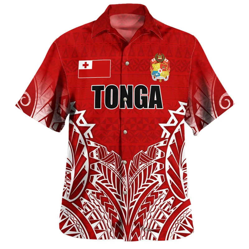 

3D The Kingdom Of Tonga Flag Printing Shirts Men Tonga Coat Of Arm Emblem Graphic Short Shirts Harajuku Shirts Clothing Blouses