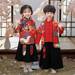 Summer Children's Tang Costume Performance Girl Suit Casual Baby Hanfu Traditional Chinese Clothing Boy Set Fashion Kids Outfit