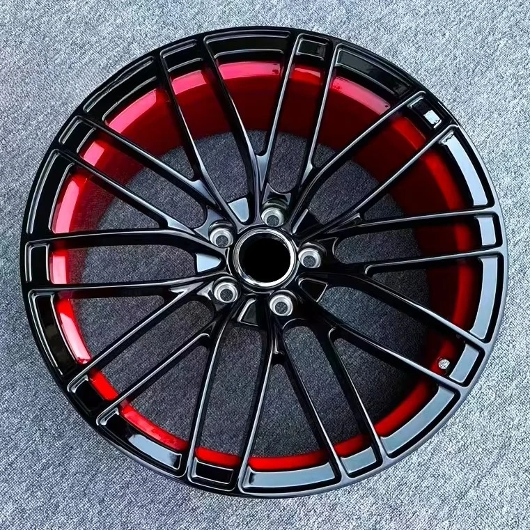 Mesh‑Design Red‑Chromed Forged Wheels 18‑22" 5x112 for Mustang Jaguar BMW Audi Lexus Mercedes‑Benz