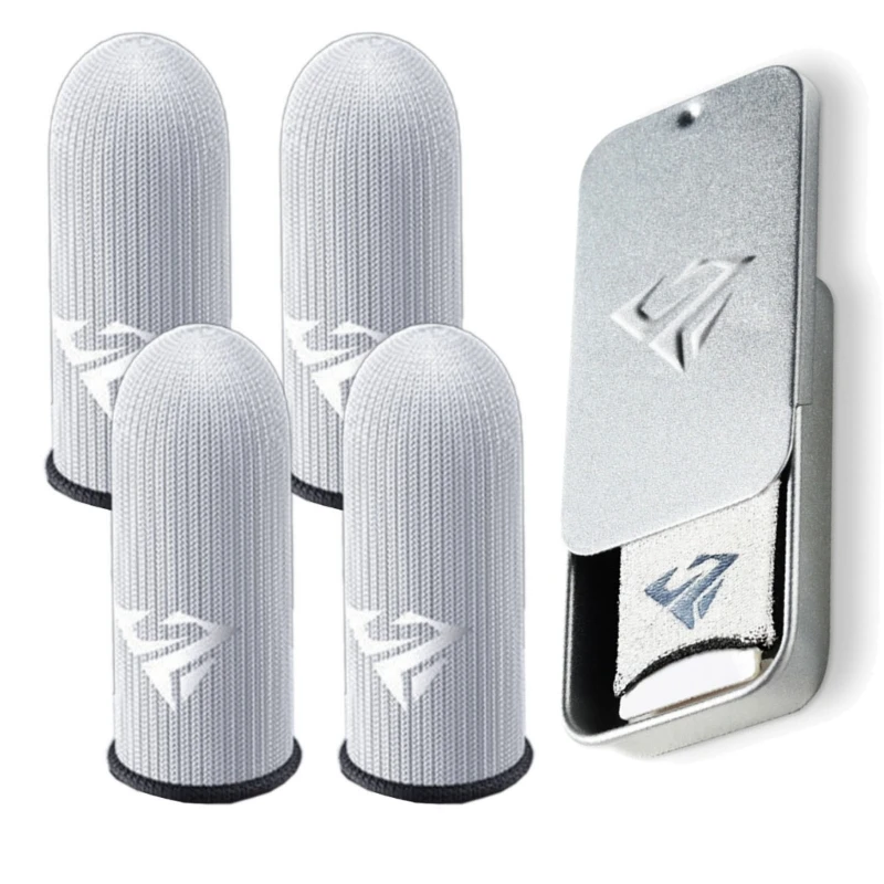 2 Cặp Tay Chơi Game Động Ngón Tay Màn Hình Cảm Ứng Bao Ngón Tay Chống Mồ Hôi Thoáng Khí Ngón Tay Với Kim Loại Hộp Bảo Quản