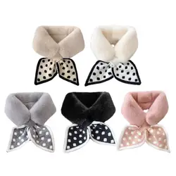 Faux Rabbit Fur Shawl Cross Scarf Winter Collars and Scarves Neck Cover Women Luxury Neck Warmer Fake Collar Cross Scarves