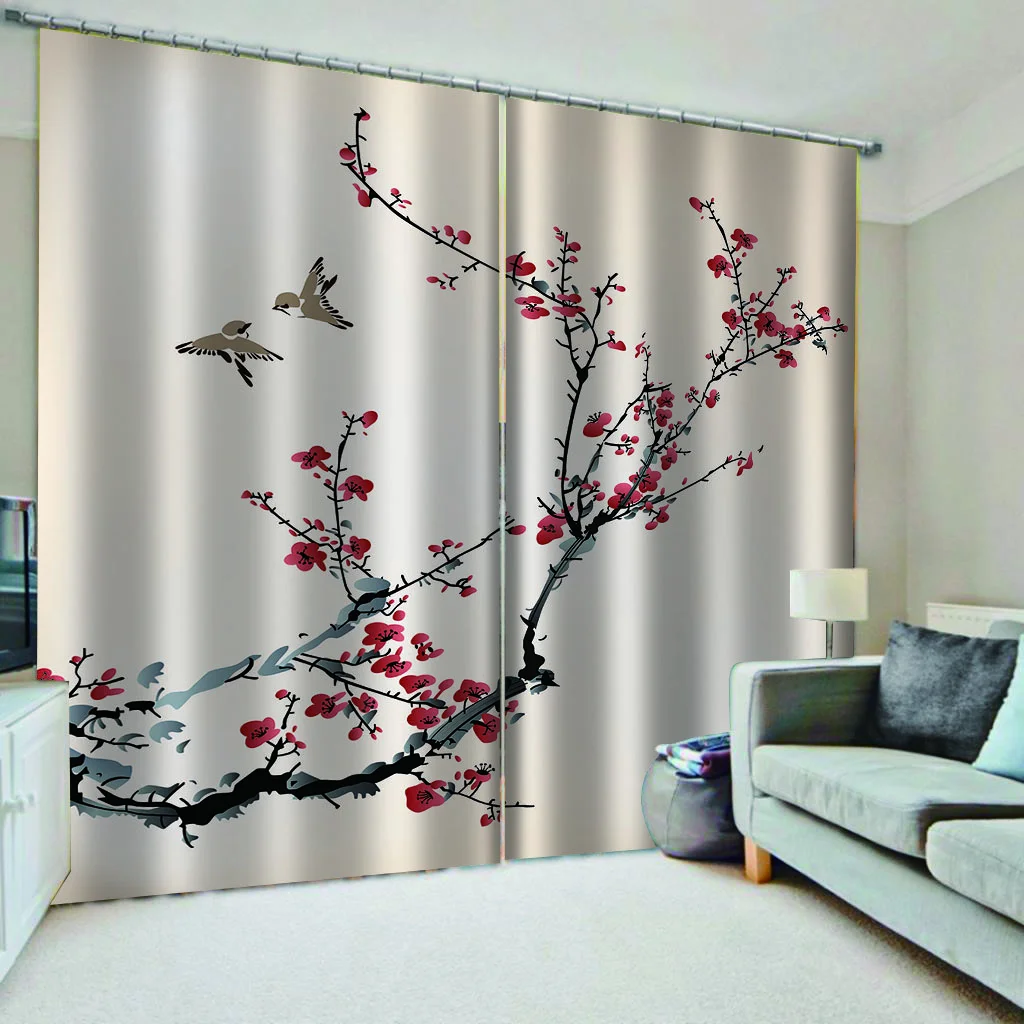 Chinese Landscape Painting Series Painter Customized Living Room Bedroom Balcony Home Decoration Thin Curtain