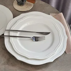Lace Relief Solid Color Ceramic Plates, Bread Plates, Dessert Plates, Specialty Restaurant Food Utensils, Kitchen Utensils