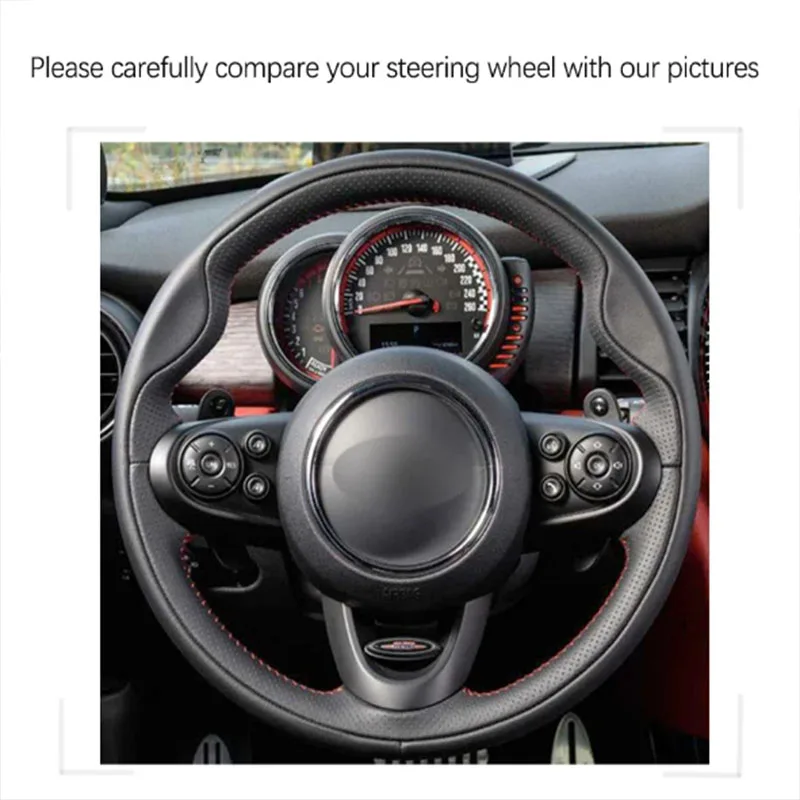 For MINI (Hatchback/Mini) JCW COUNTRYMAN CLUBMAN COUPE Hand Stitched non-slip genuine leather car Steering Wheel Cover