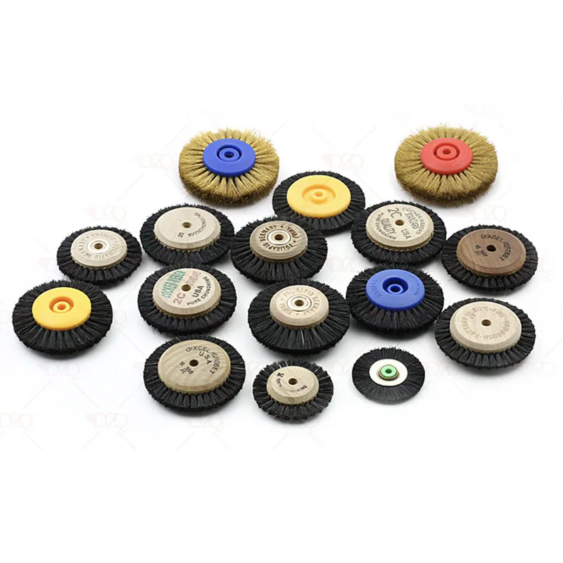 

2C Деревянная щетка для полировки ювелирных изделий, стальной провод, конский волос, свиная щетина, деревянная ручка