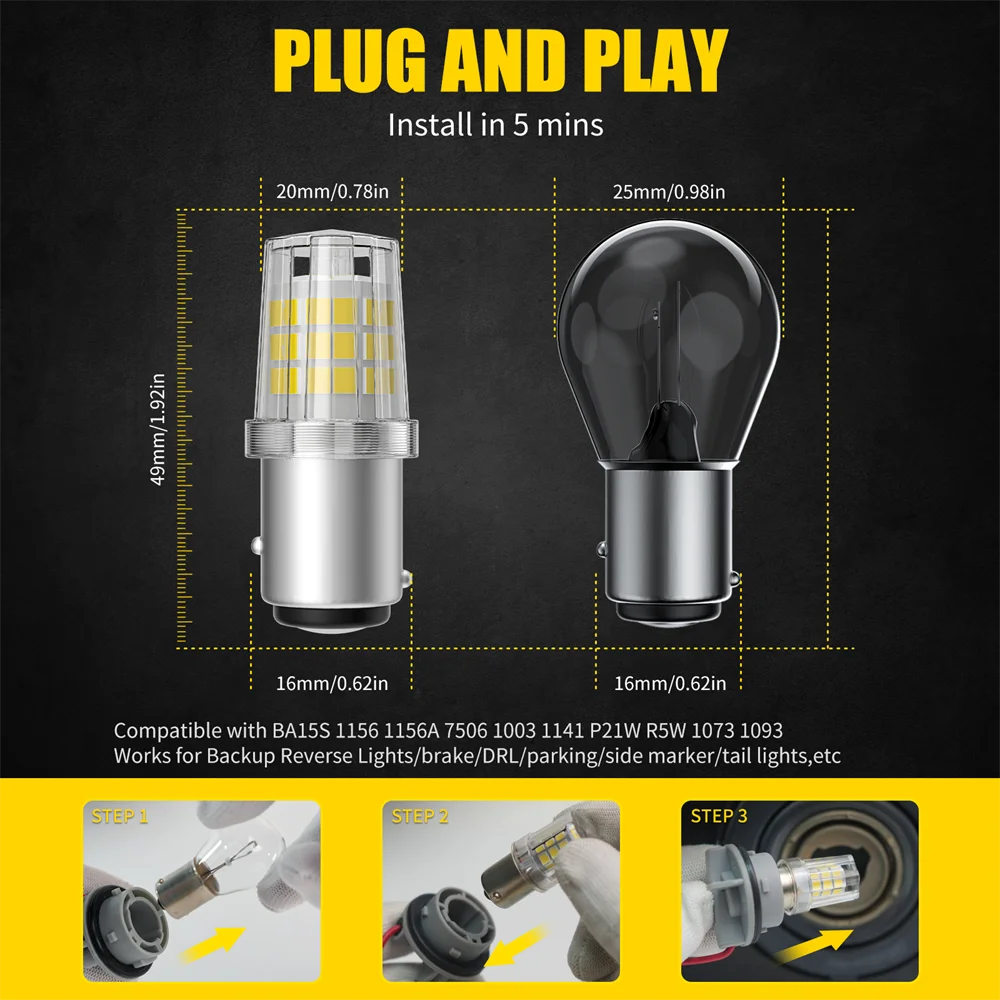 AILEO 2 قطعة أضواء Canbus وقف الفرامل 1157 P21/5 واط LED BAY15D LED 6000 كيلو لشركة فولكس فاجن باسات B5 B6 جولف عكس النسخ الاحتياطي النهار تشغيل DRL