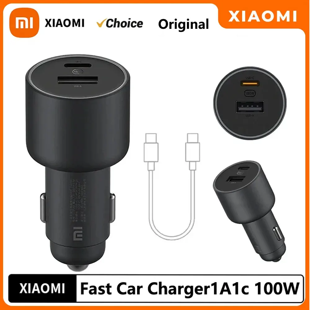 

Автомобильное зарядное устройство Xiaomi Mi 100 Вт MAX 1A1C, двухпортовое интеллектуальное устройство USB-A USB-C для быстрой зарядки, полностью совместимое со световым дисплеем