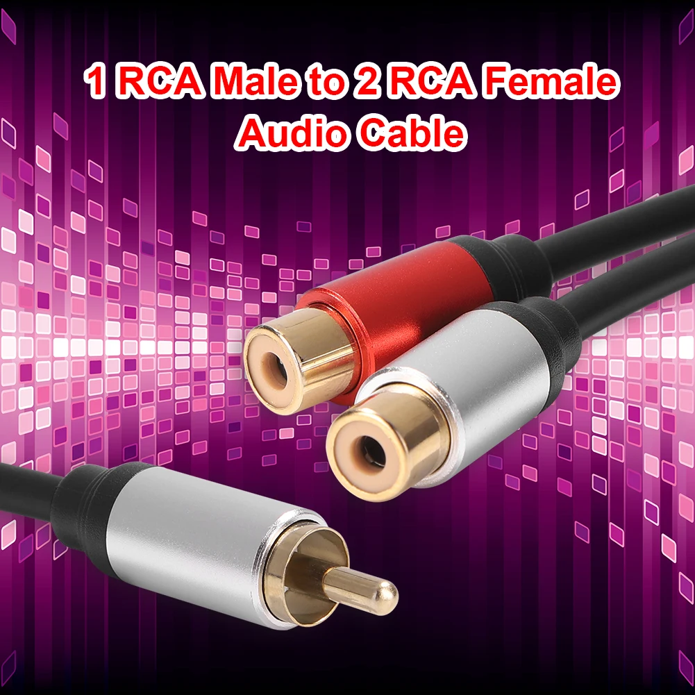 Metal 1 macho a doble 2-RCA hembra adaptador estéreo Y adaptador divisor Cable de audio