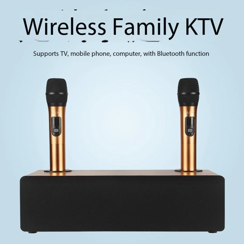 HIFI High TV/PC Subwoofer Wooden Karaoke System KTV Audio Microphone All-in-one Machine Home Theater Power Bluetooth Speakers