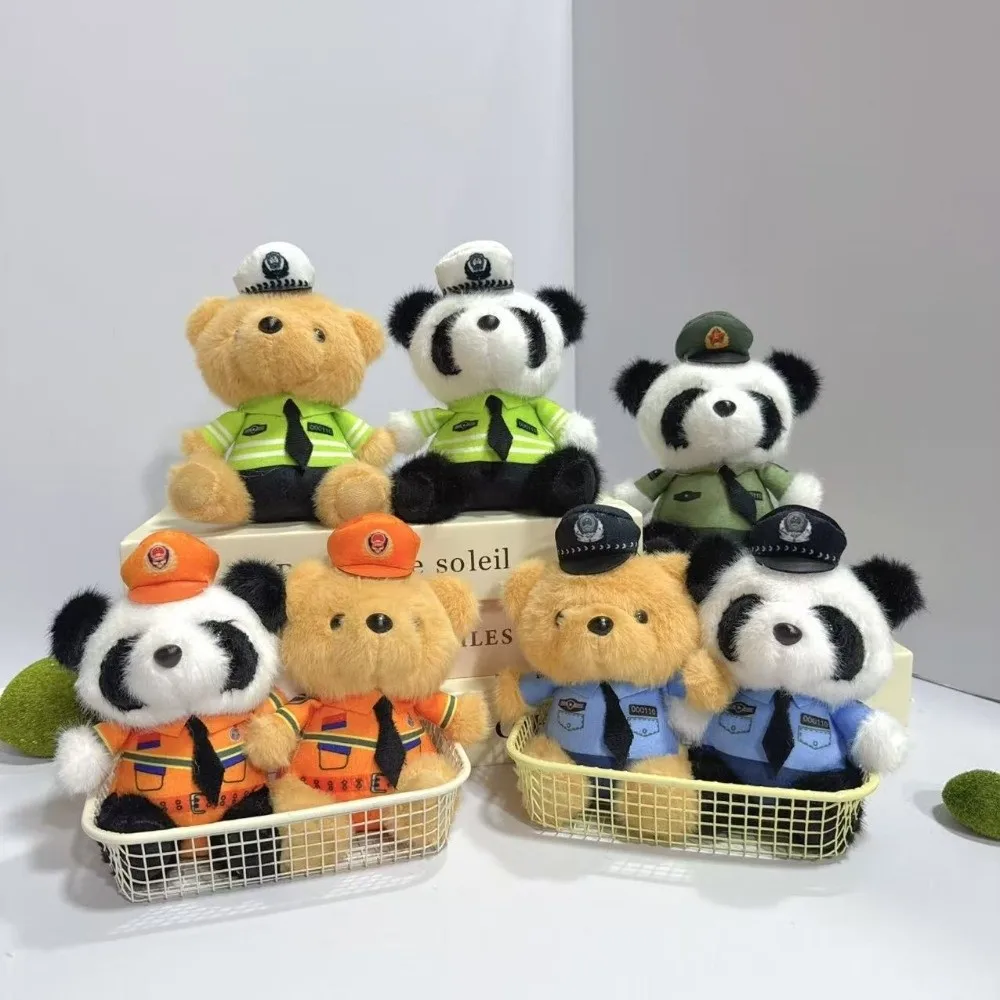 Chaveiro de Urso Policial de Trânsito em Estilo Cartoon, Patch Bordado, Pingente de Urso Uniformizado, Brinquedo de Pelúcia para Decoração de Mochila