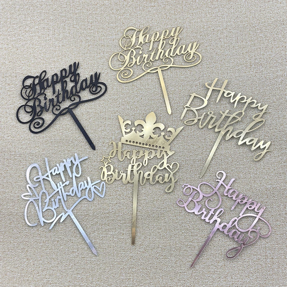 Rose Gold Alles Gute zum Geburtstag Kuchen Topper Acryl Brief Cupcake Topper Für Jungen Geburtstag Party Tasse Kuchen Topper Dekorieren Liefert – Detail 6