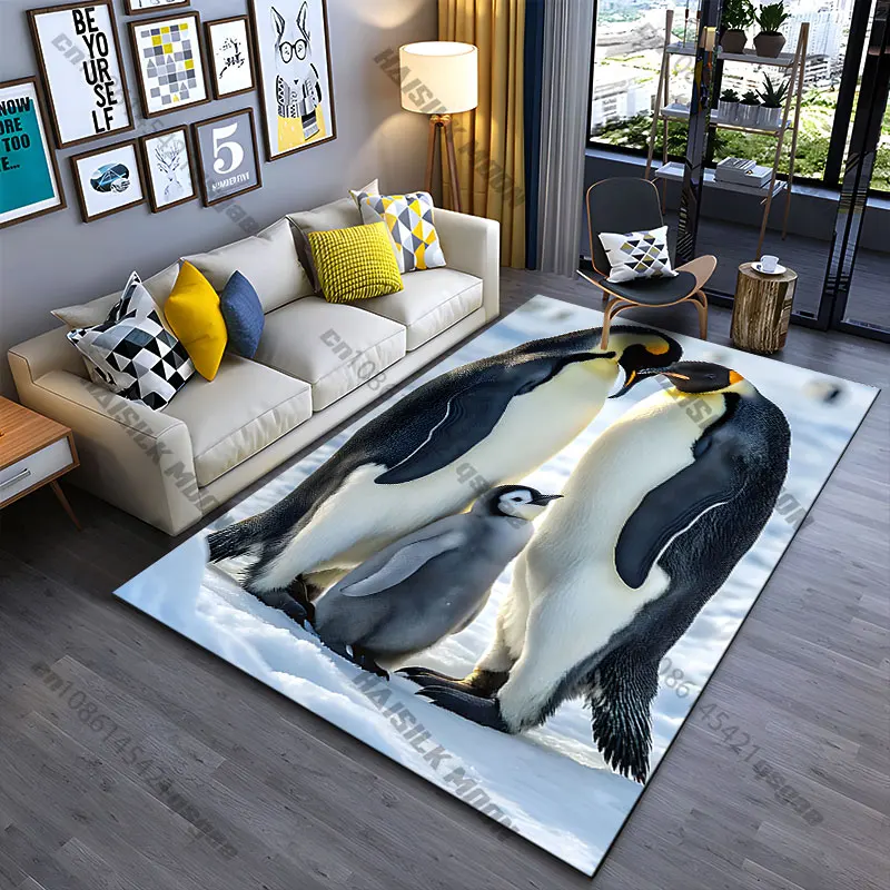 Tapis de yoga pour la famille des pingouins, tapis de jeu pour enfants, tapis de salon, tapis de sol, tapis de jeu pour enfants