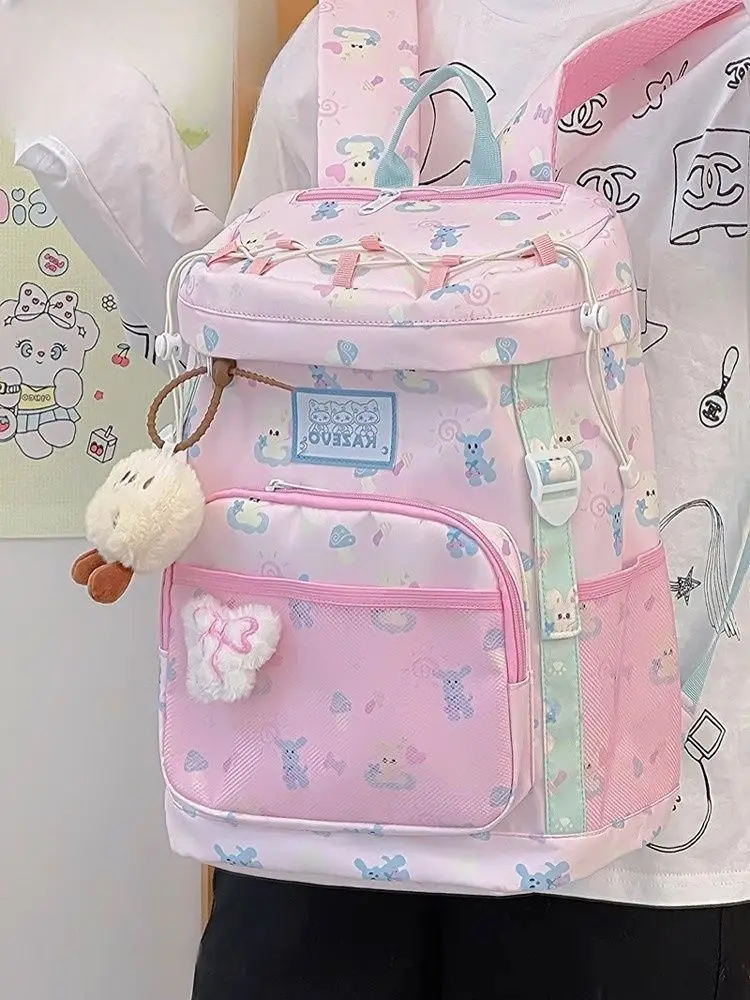 

Женская школьная сумка с розовой звездой, вместительный рюкзак Harajuku для девочек Y2k для студентов, модные дорожные рюкзаки, новинка 2025, школьная сумка