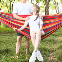 190x150cm Outdoor Canvas Hammock Foldable Stripe Anti-Roll Design Leisure Swing Suitable for Camping Backpacking Travel