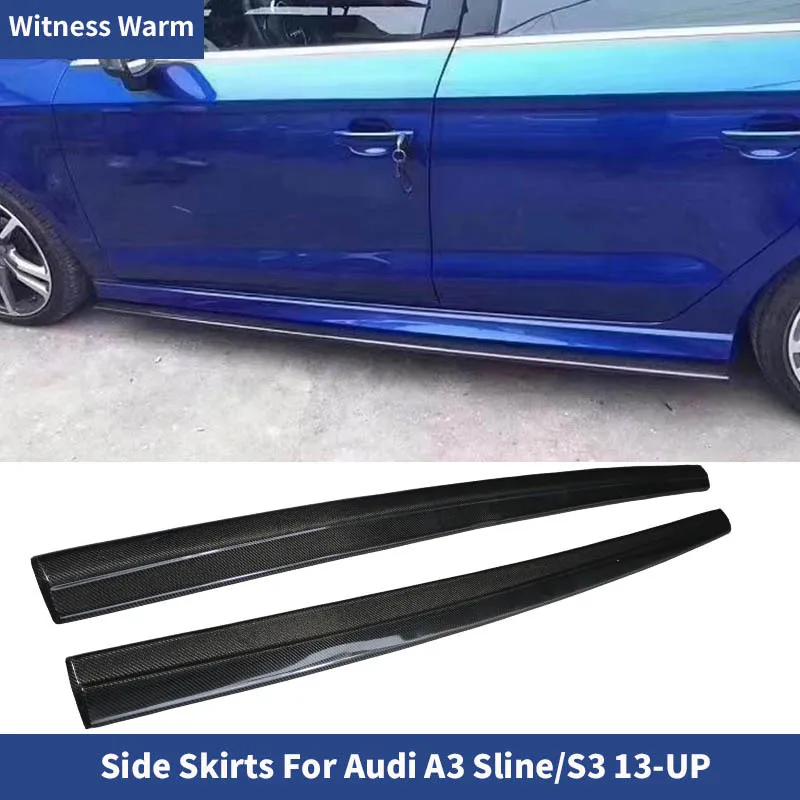 Carbon Fiber / Frp Car Side Skirts Side Lip Splitters Apron Side Body Kits for Audi A3 Sline S3 Sedan 4-door 2013 - Up