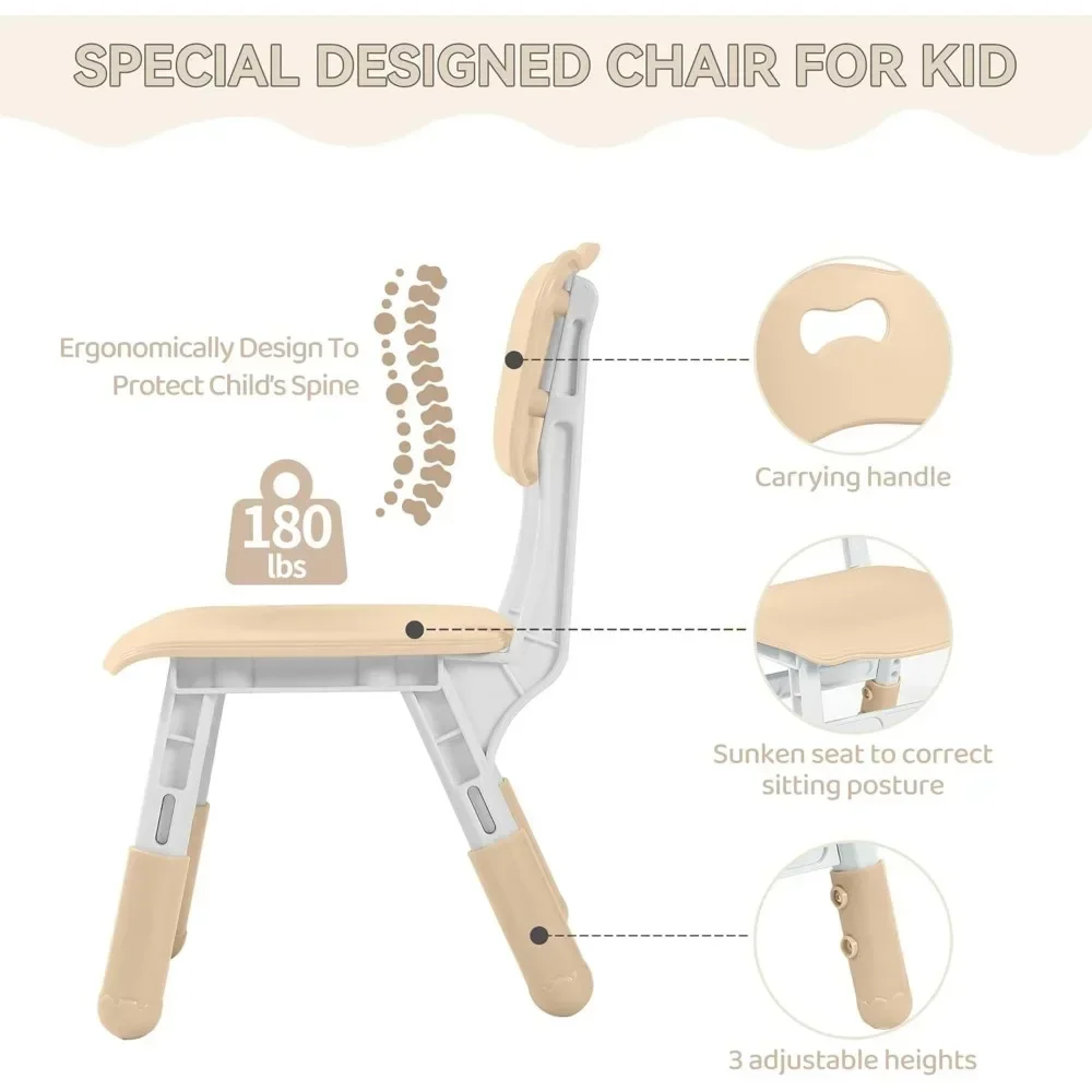 Kindertafel En Stoelen Set, In Hoogte Verstelbare Peutertafel En Stoelenset