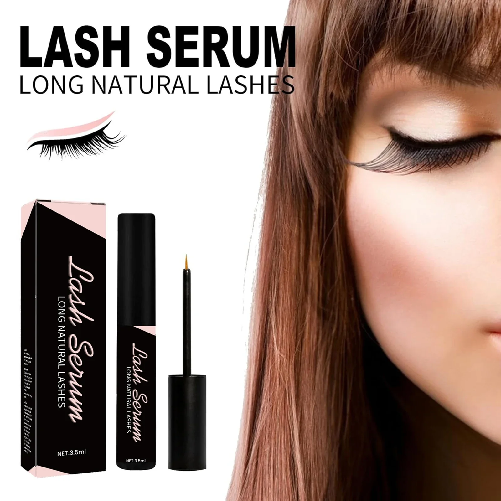 Wimpernserum hebt die Augenlider und verbessert das helle Augen-Make-up. Skulpt die Augen. Pflegende Wimpern. Reduziert Kräusigkeit