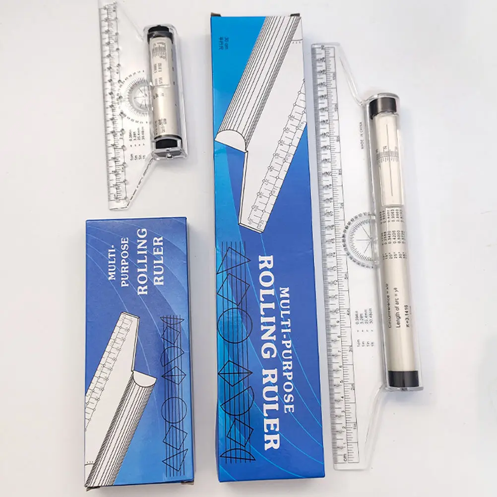 Premium Plastic Measuring Rolling Ruler Parallel Drawing Ruler for Engineers Students Design Use Horizontal Vertical Lines Arc