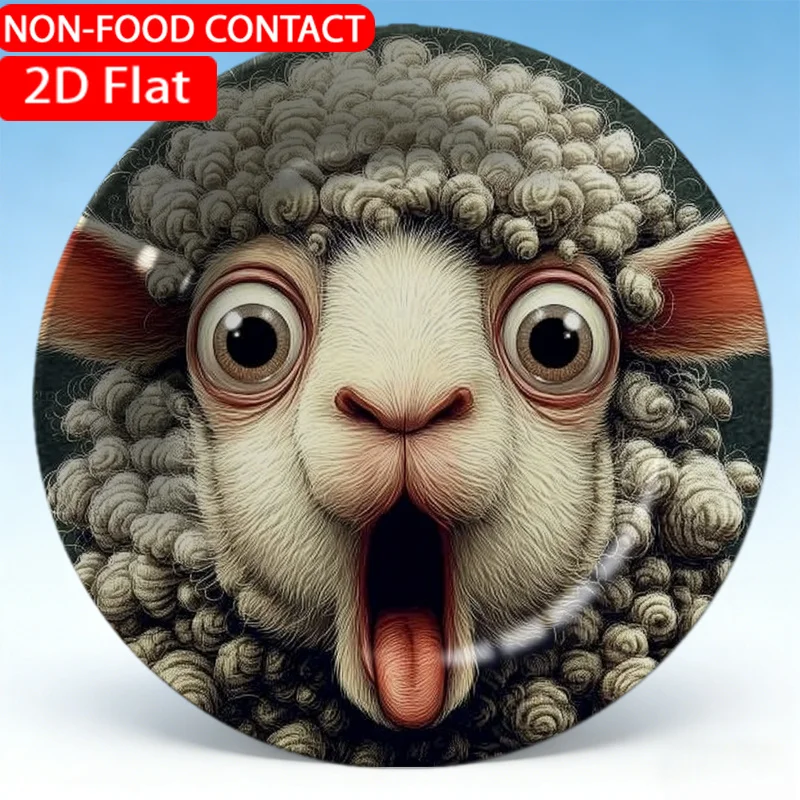 1pc Elegant Ceramic Decorative Plate-Realistic Woolly Sheep White Theme Design Non-food Contact, Home Desk Ornaments, Living