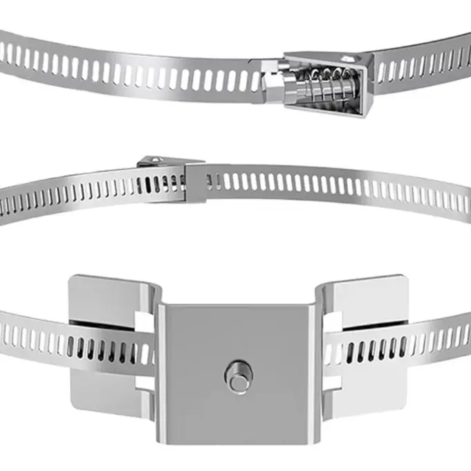 Stainless Steel Hose Clamp Adjustable Pole Mounting Bracket Kit For Sign Traffic Camera Solar Panel Installation Hand Tools