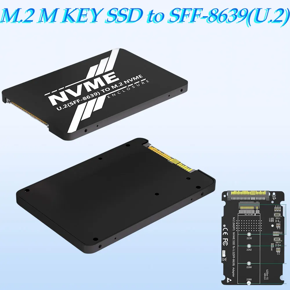 ADT-Link M. 2 M KEY SSD to SFF-8639 (U.2) Adapter Card with Aluminum Shell Single M KEY to U.2 Adapter Card 2230 2242 2260 2280