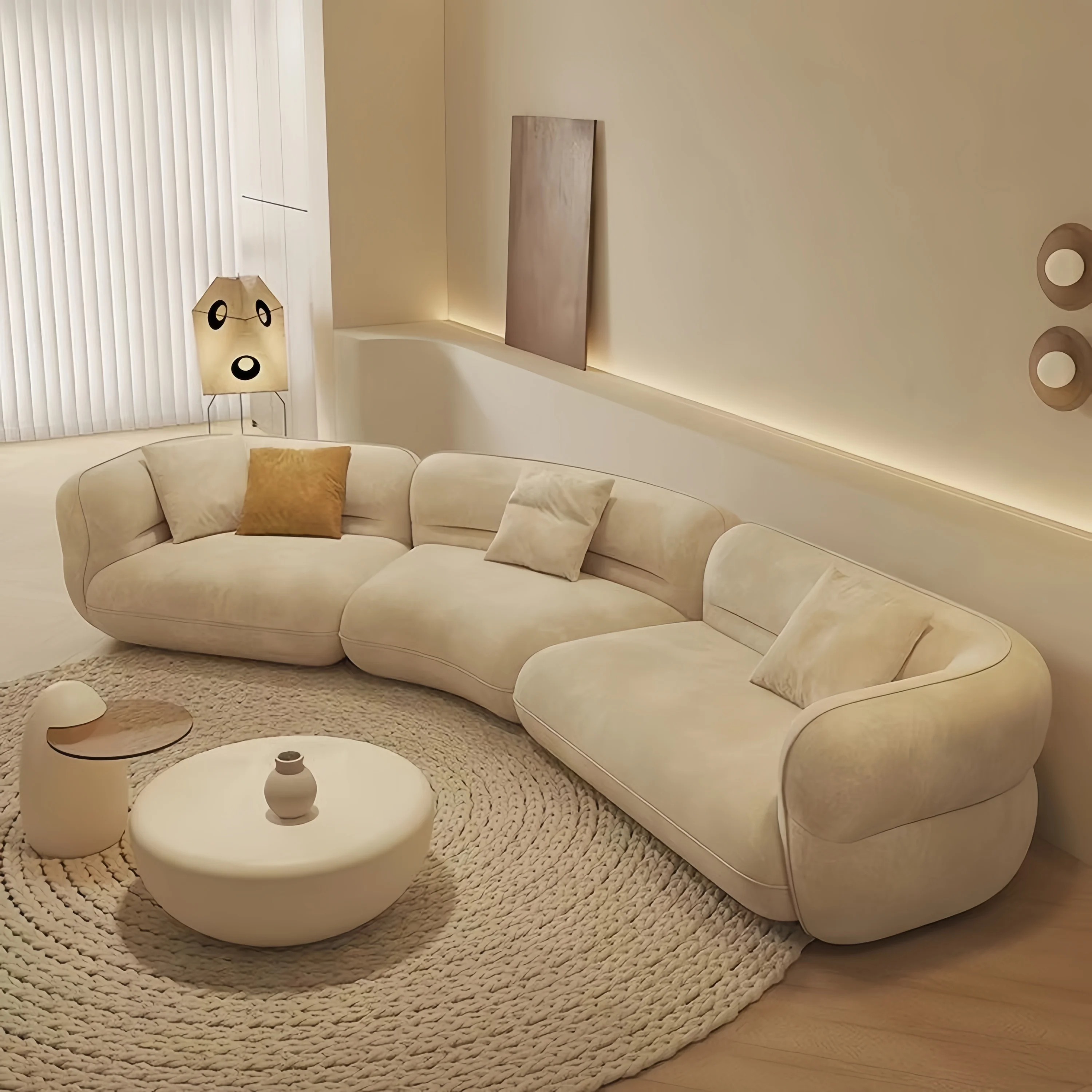 

Soft Fabric Stretchable Comfortable Home Apartment Villa Casual Design WoodenModern Luxury Tufted Combination Sofa Set