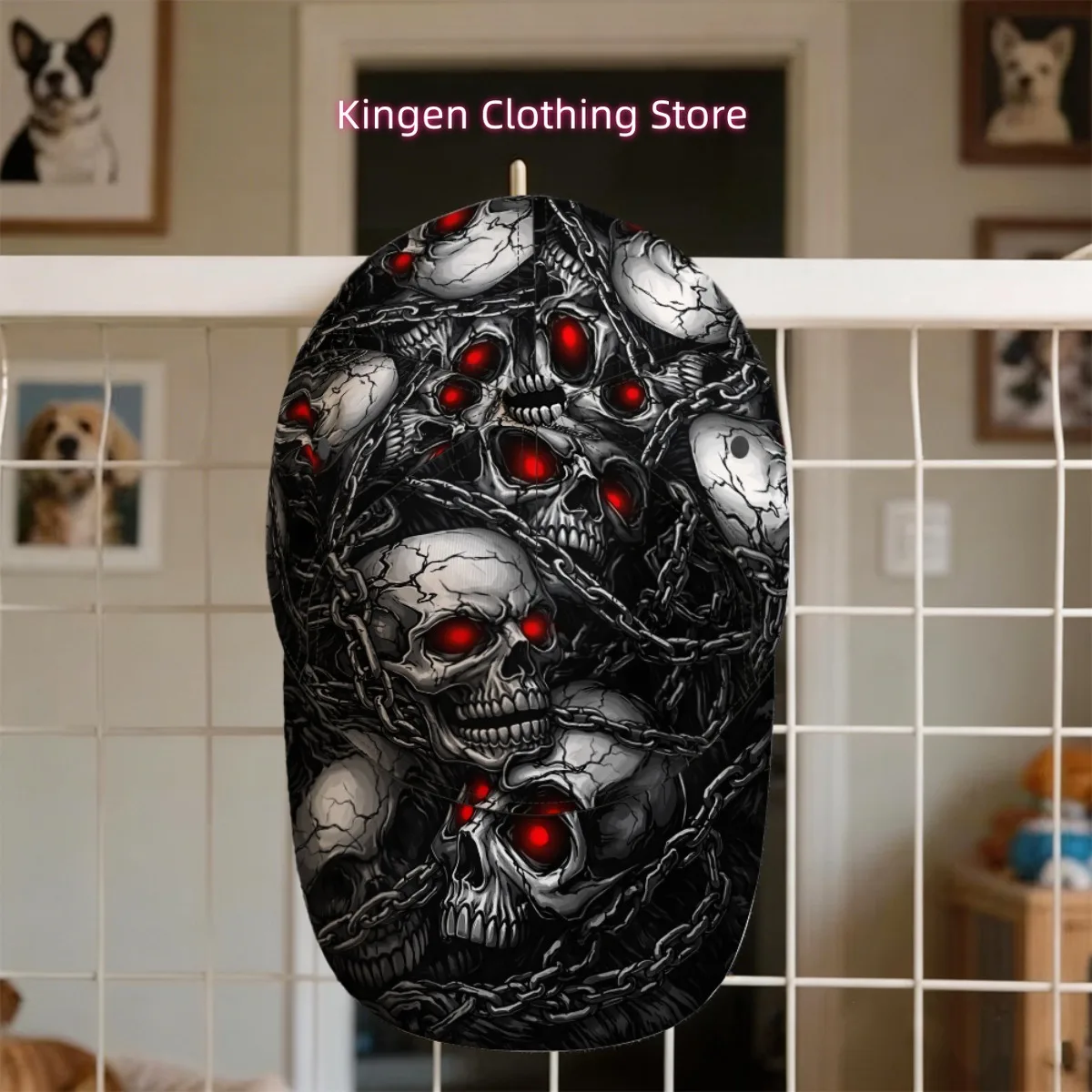 1pc Dark Skull Chains Baseball Cap Cab Driver Cap One Size Fits Most Workout Lightweight Student Cap Skateboarding Full Print Sp