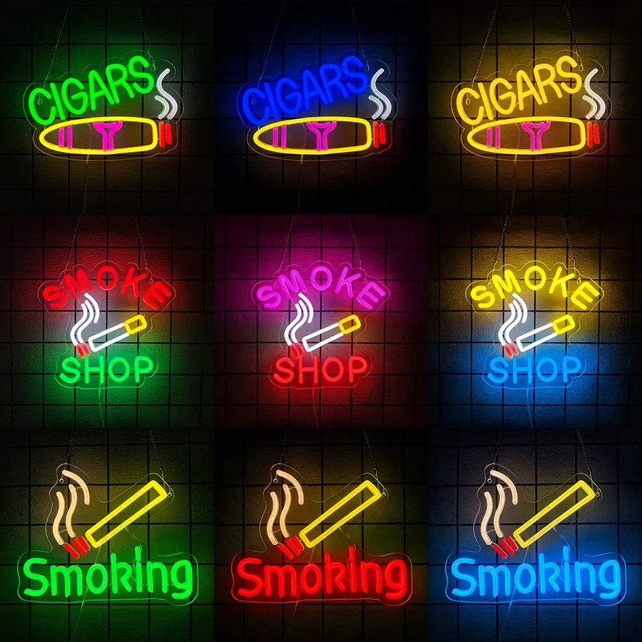 Cigars Neon Sign for Wall Decor,Cigarette LED Signs for Lounge,Neon Lights for Reception Room Man Cave Smoke Shops Bar Pub Store