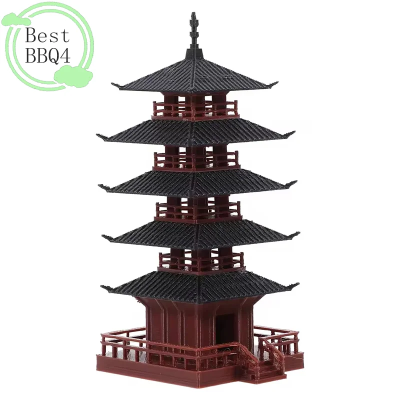 (BBQ4)Mini Pagoda Statue Chinese Ancient Building Model Pavilion Decorations Simulation Statue Zen Garden Aquarium Bonsai Decor