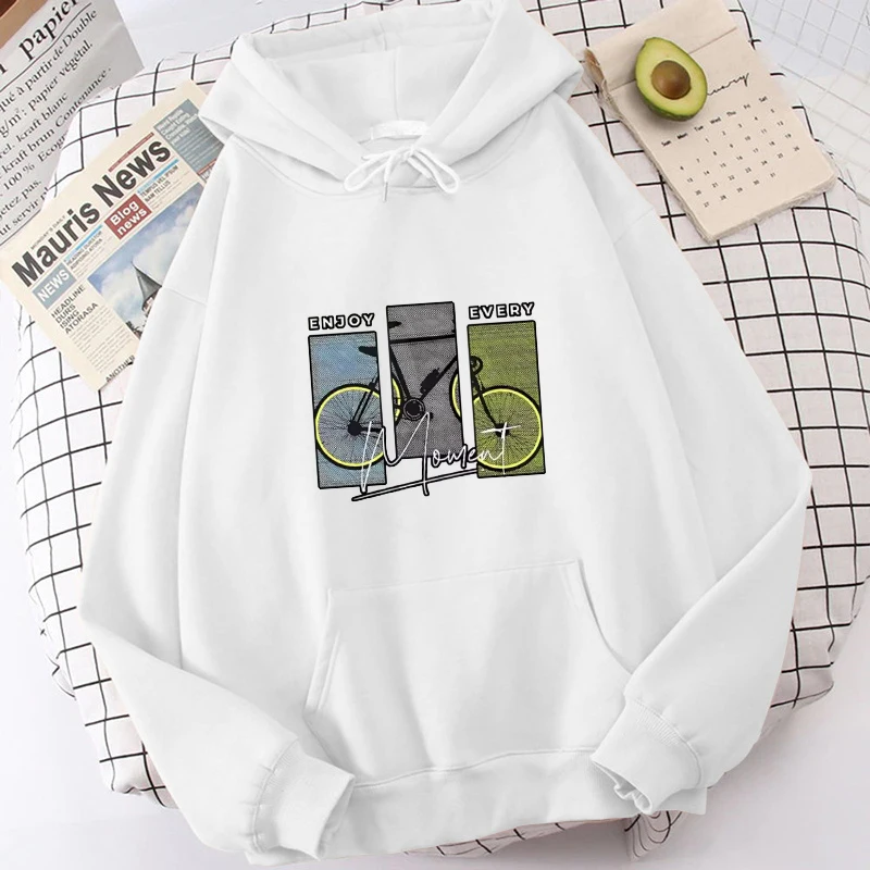 Men's Women's Fashion Hoodies Enjoy Every Mowent Letter Printing Sweatshirt Unisex Long Sleeve Casual Pullover Tops Loose Casual