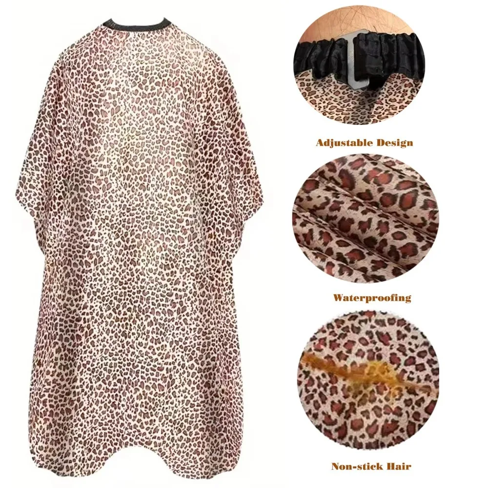 Leopard Print Waterproof Hairdresser Apron Elastic Antistatic Hair Cutting Cape Dye Hair Breathable Hairdressing Gown Cape