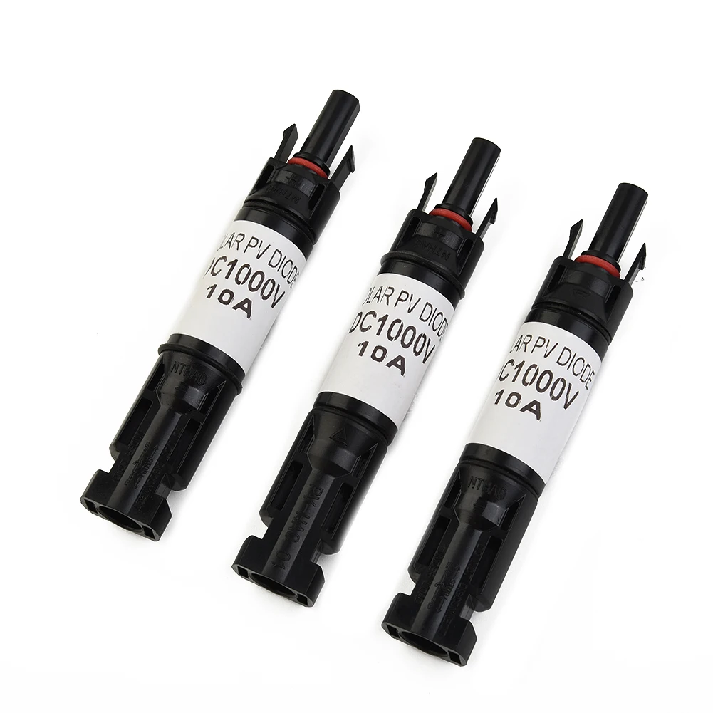 Male and Female Waterproof Connector, 3PCS Cable Blocking Diode Compatible with Solar Panel, Rated Voltage 1000V